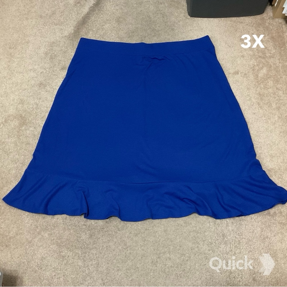 3X - NWT New York & Company Plus Ribbed Knit Flutter Midi Skirt - Picture 4 of 6